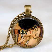 Valentine’s day gift idea The Kiss Gustav Klimt necklace , valentine jewelry, love affection necklaces