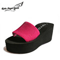 2015 Women Beach Home Sandals Plataforma Women Wedges Platform Shoes Heavy bottomed Non slip Slippers