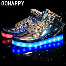 Quality 8 Colors Men LED Shoes 2016 spring summer High Top Growing Shoes For Men Luminous Lights Shoes plus size 35-46