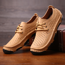 New 2015 Handmade High Quality Men Flat Shoes Genuine Leather Breathable Casual Moccasins Summer Men Loafers