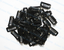 Free shipping 100pcs Black 3.2cm9teeth hair snap wigs clips for machine wefted/weaving extension professional salon accessories