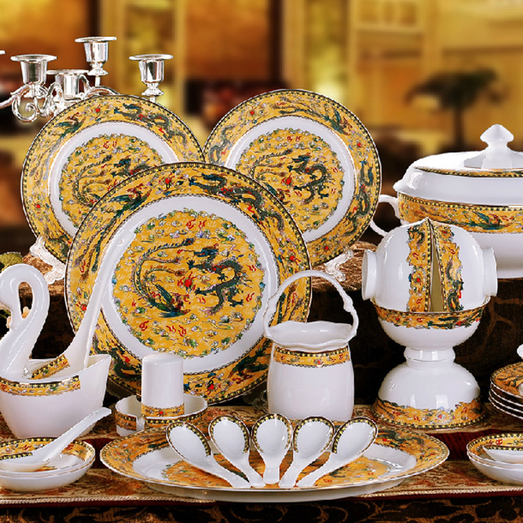 Jingdezhen Ceramic tableware suit bone china crockery cutlery 56 hotels