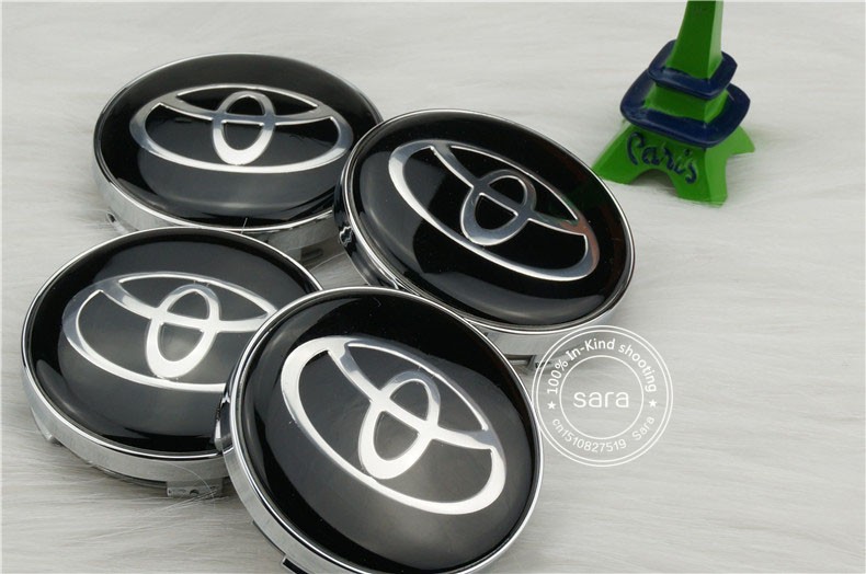 car tuning Fast shipping 4pcs 60mm TOYOTA Black Wheels Center Cap Good Quality Wheel Decal Sticker