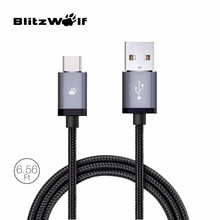 BlitzWolf 6.56ft 2m 2.4A USB Type C Dual Sided Braided Data Cable USB 2.0 A Male to USB 3.1 Type C Male For OnePlus 2 For Nokia