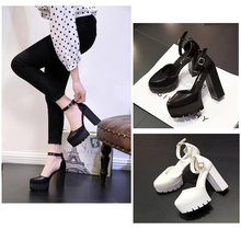 2015 spring and autumn fashion high heeled shoes 12cm strap hasp round toe platform thick heel