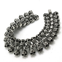 Newest Design Mens Boys 316L Stainless Steel Cool Punk Gothic Cool Skull Link Bracelet Amazing Design