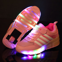 New Child Heelys Jazzy Junior Girls Boys LED Light Heelys Roller Skate Shoes For Children Kids Sneakers With Wheels
