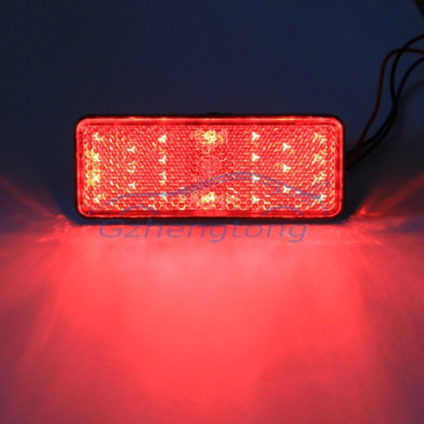 2 x Rectangle Reflectors Lamp Red LED Rear Tail Brake Turning Signal Stop Light Lens Universal Car Truck Motorcycle (1)