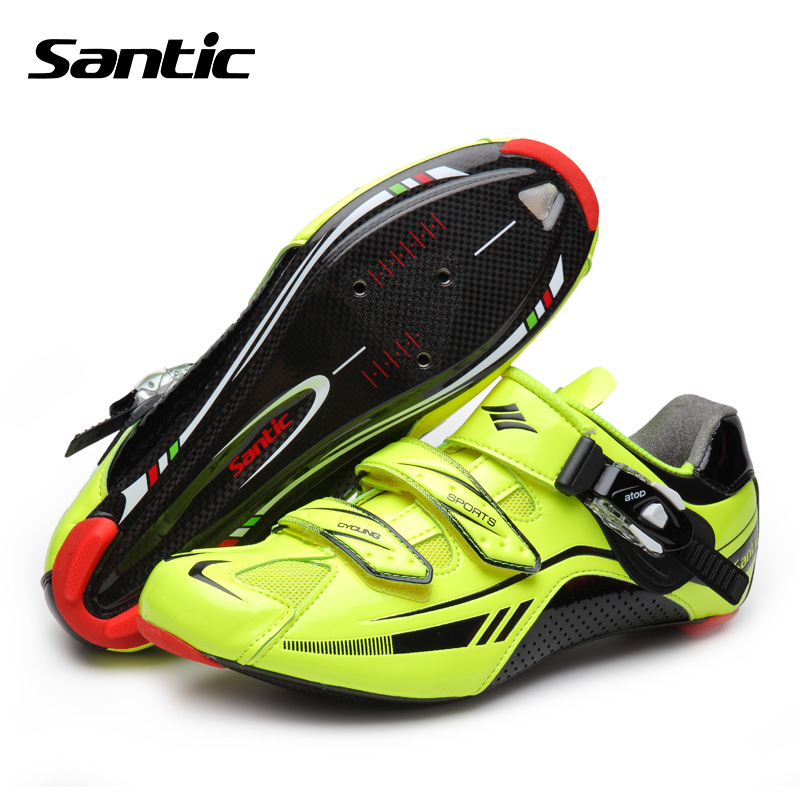 Santic 2015 New Men Cycling Shoes Carbon Fiber Athletic Sports Road Bike Shoes PU Breathable Bicycle Lock Shoes Scarpe Ciclismo