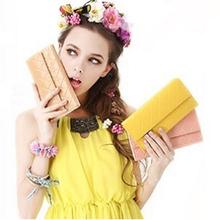 Fashion 2015 New Sale Hasp PU Leather Female Wallet Famous Brand Solid Color Women Clutch Casual
