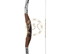 Handmade wood and glass fiber laminated 50lbs recurve bow Snakeskin and leather facade fiberglass archery hunting