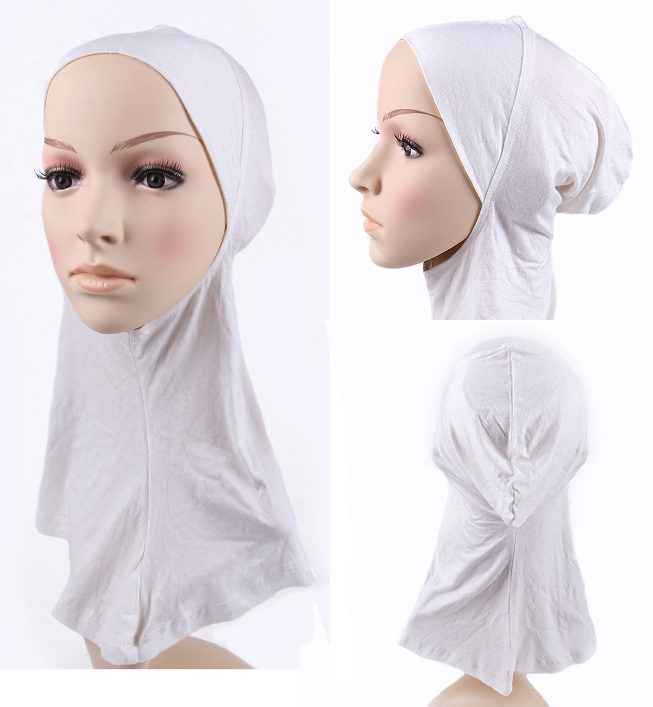 2017 mode Nouveau Blanc Coton Hijab Underscarf Musulman Foulards Capot Ninja Islamique Intérieure Cpa Turban Chapeau Femmes de F..