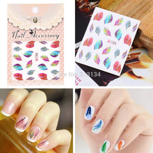 20pcs sheet Colorful Beauty Feather Nail Art Decal Water Transfer Stickers Fashion Nail Art Tips Decoration