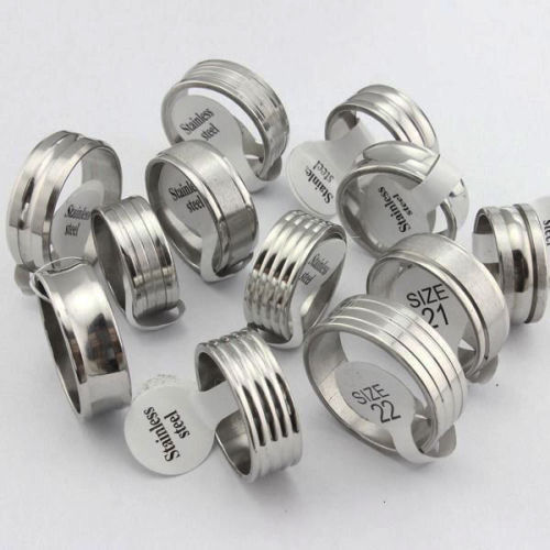 ... Silver Men's band Fashion Stainless Steel Rings Wholesale Jewelry lots