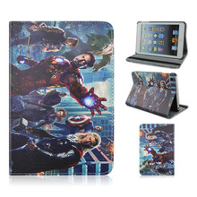 Cartoon Avengers Design PU Leather Flip Stand Tablet Covet Case for iPad 2/3/4 for iPad Air / Air 2 for iPad mini 1/2/3