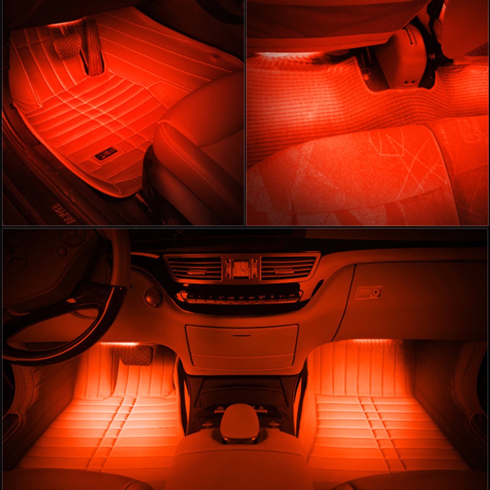 -Orange-Light-4in1-12V-Glow-Interior-Atmosphere-LED-Light-Lamp-inside-foot-lamp-bar-4X12