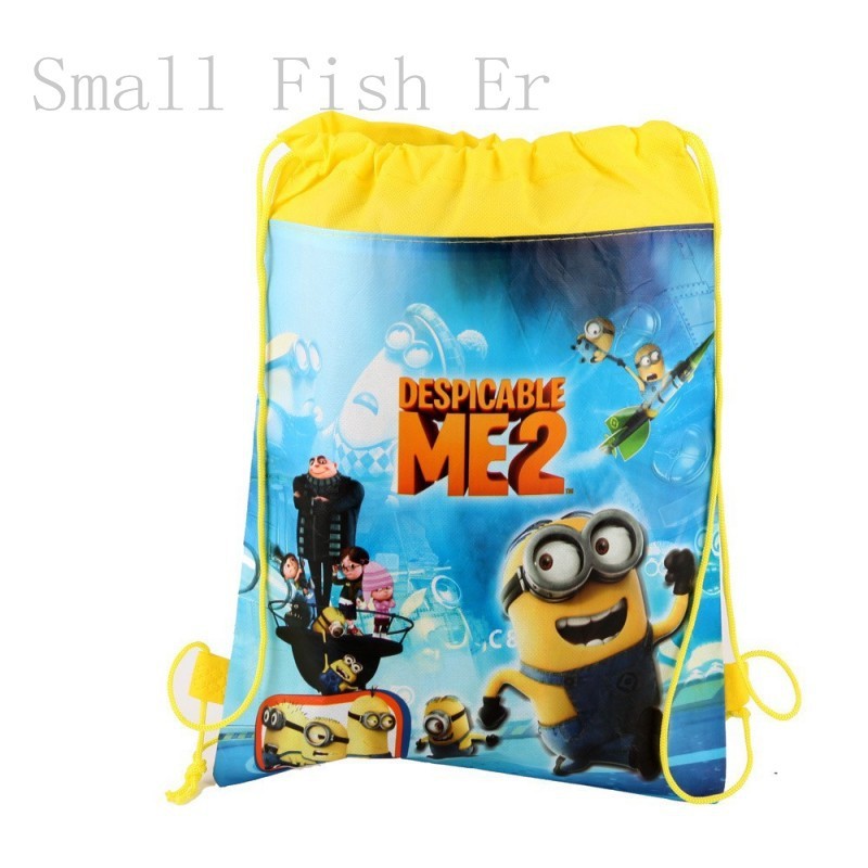 Despicable Me backpack Miniom drawstring beam port Non-woven children school bags (2)