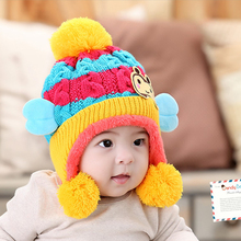 Children Winter Hats For Kids Aviator Hat Cute Warm Cap Baby Earflaps Velvet Thickening Crochet Knitted Boy Girl Beanies