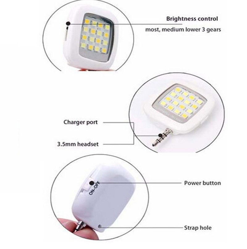 Portable Phone Selfie Mini 16 LED Phone Flash Fill Light Enhancing For Iphone Android Portable Phone Selfie Mini 16 LED Phone Flash Fill Light Enhancing For Iphone Android