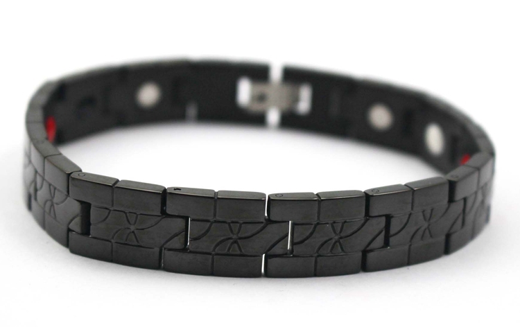Healthy Bracelets mens black plating 316L stainless steel chain link Germanium Infrared Ray Negative Ions balance
