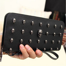 designer wallets famous brand women wallet 2015 Leather men wallets vintage Punk Skull Clutch Purses Card Holders carteira purse