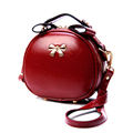 Round Mini Bag Vintage Simple Bowknot Women Small Shoulder Bag Korean Style Sweet Ladies Retro PU