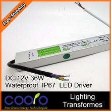 DC 12V 36W 3A Waterproof IP67 Electronic LED Driver outdoor use power supply led strip transformers adapter,Free shipping