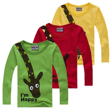4 Color Long sleeve children cotton t shirts cute animal cartoon candy color bottoming t-shirt for Kid