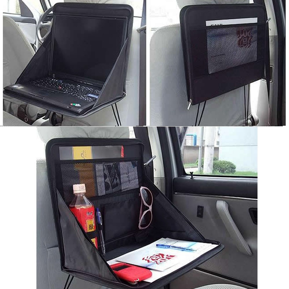 Good Quality Oxford Car Backseat Organizer Bag Foldable Auto Storage Rack Table For Laptop Computer Magazines Car Accesories