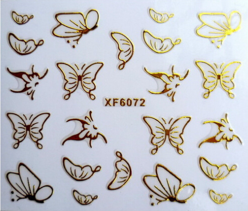 sticker on nails 3D gold nail stickers cut cat butterfly zip love design beauty nail art