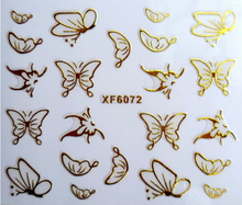 sticker on nails 3D gold nail stickers cut cat butterfly zip love design beauty nail art