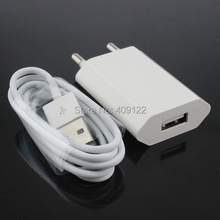 2 in1 White USB AC EU Wall Power Adapter Charging Charger Adapter+1m Sync Date Charger Cable For Apple iPhone 6 plus 5 5s Ipod