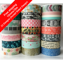 1pcs-23pcs (Accept Select Design) 15mm*10m Japanese Washi Decorative Adhesive tape multicolour Flower Heart Cloud Paper Tape