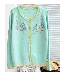Wood ear embroidered knit cardigan sweater-in Cardigans ...