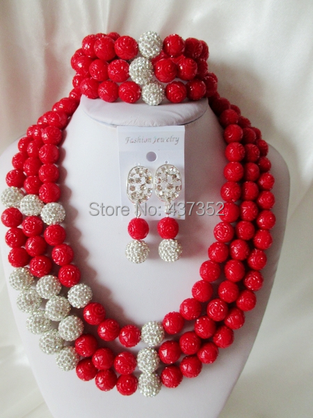 Free Shipping! 2014 Fashion Red Artificial Coral Beads Jewelry Set Nigerian African Wedding Beads Jewelry Set CWS-304
