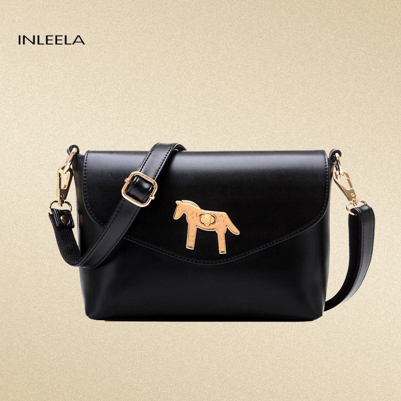 ... Elegant Style Messenger Bag Hand Bag PU Horse Pattern Retro Style