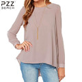 New 2016 Summer Style Women Sexy Casual Loose Chiffon Tops Long Sleeve Solid Shirts Ladies Blouses