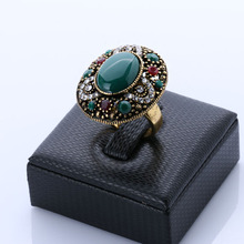 2015 Vintage Rings For Women 18K Gold Tibetan Silver Alloy Oval Turquoise Ring Ruby Jewelry Free