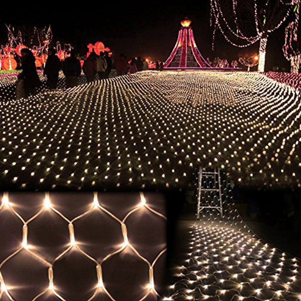 Romantic 2m*3m LED Holiday lights Christmas Tree Wedding Party Fairy String Light Wall Window Decor Net Mesh Curtain EU/US Plug