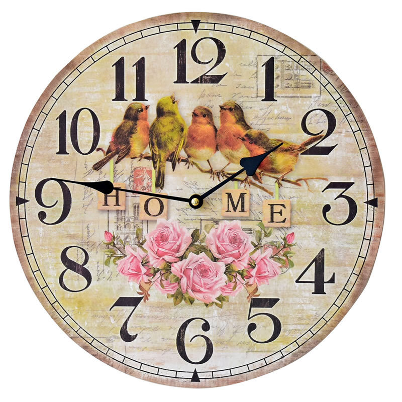 HOME 5Birds Wood Digital Large Wall Clock Mural Circular Digital Clocks Gifts Crafts Home Decor 35CM