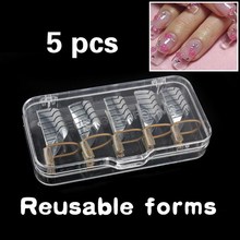 Reusable Dual Silver Nail Form For Nail Art Making C Curve Acrylic French Tips Free Shipping