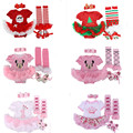 2016 Lovely Christmas Short sleeve Baby girl clothes Newborn Infant clothing Bebes Romper Tutu dress 4pcs