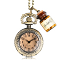 Fashion Watches Retro Vintage Small Pocket Watch Alice in Wonderland Drink Me Pendant with Bottle Birthday