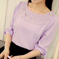 Women Chiffon Shirts Summer Style New Fashion Plus Size Tops Flowers Elegant Shirt Casual Sexy Bottoming