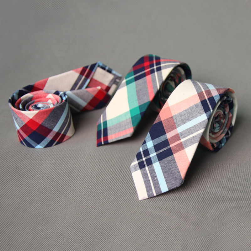 2016 Fashion Casual Cotton font b Plaid b font Striped Mens Ties for Men 6CM Narrow
