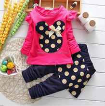 2016 New Spring Autumn Baby Girls Clothing Set 2 pcs Minine Novelty Children O-neck Tops T shirt+Pants Outfits & Set Bebes
