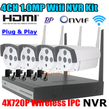1280x720P waterproof Wireless IP Camera 4CH 960P Wifi NVR Home security System Plug and play onvif P2P Smartphone remote view