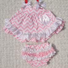 Fashion kids swing set chevron infant baby girls swing top set with bloomer set baby cotton outfits KP-SW024