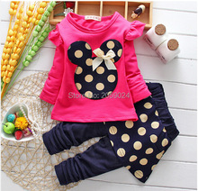 Vestidos 2016 Spring Children Clothing Sets Baby Girls Cotton Long Sleeved T-shirts + Pants 2pcs Suit Kids Fashion Bebes Clothes