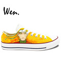 Wen Anime Hand Painted Shoes Design Custom Uzumaki Naruto Yellow Low Top Men Women s Canvas